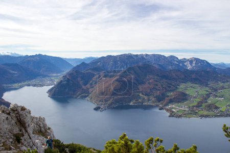 Lac Traunsee et Alpes à partir de Traunstein, Haute-Autriche, Autriche