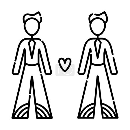 Téléchargez les photos : Two gays in love, black line illustration in minimal style - en image libre de droit