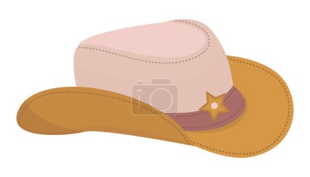Téléchargez les photos : Chapeau cowboy stetson dans le style boho, illustration vectorielle couleur - en image libre de droit