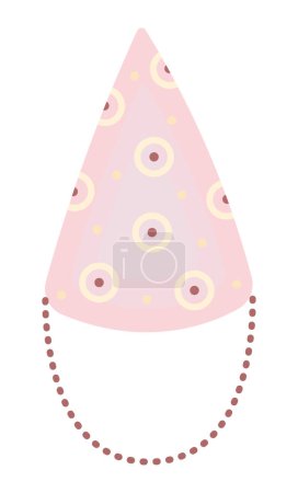 Téléchargez les illustrations : Mignon chapeau cône d'anniversaire léger dans les couleurs rose, jaune et marron, palette pastel doux et tendre - en licence libre de droit