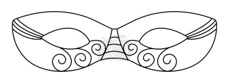 Illustration for Black line masquerade mask for Purim holiday, vector monochrome illustration - Royalty Free Image