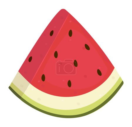 Photo for Voluminous piece of watermelon, cut slice of ripe juicy fruit, color vector illustration in red and green shades - Royalty Free Image