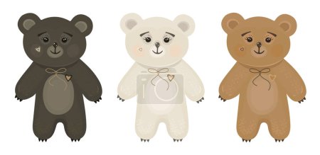 Téléchargez les photos : Mignon kawaii trois ours de différentes couleurs - brun, blanc et rouge gingembre - en image libre de droit