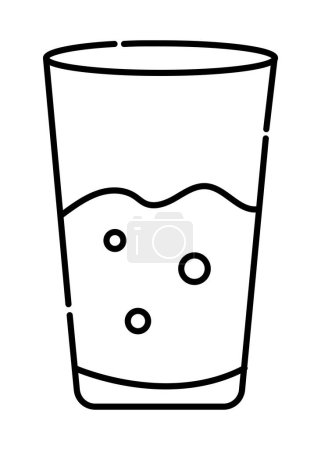 Téléchargez les photos : Verre de boisson icône de ligne vectorielle noir et blanc - en image libre de droit