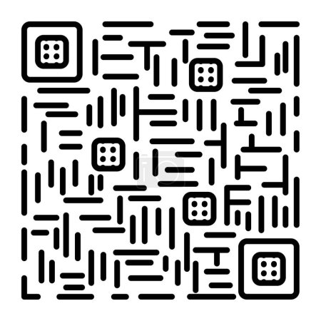Example of QR code, black line vector icon, mobile scanner identification pictogram