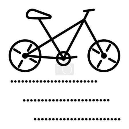 Illustration for Single bicycle black line vector icon, bike sign, road and two-wheeled transport pictogram - Royalty Free Image