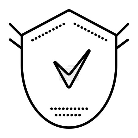 Illustration for Security shield, black line vector icon, computer and internet safety sign - Royalty Free Image