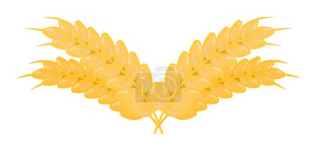 Téléchargez les photos : Quatre épis de blé, récolte de grains, illustration vectorielle jaune du produit gluten - en image libre de droit
