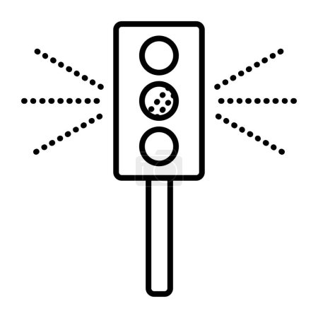 Traffic light black line vector icon, road sign, minimal illustration of semaphore