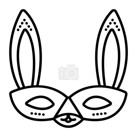 Festive masquerade eye mask of bunny, rabbit, hare. Cute carnival black line icon
