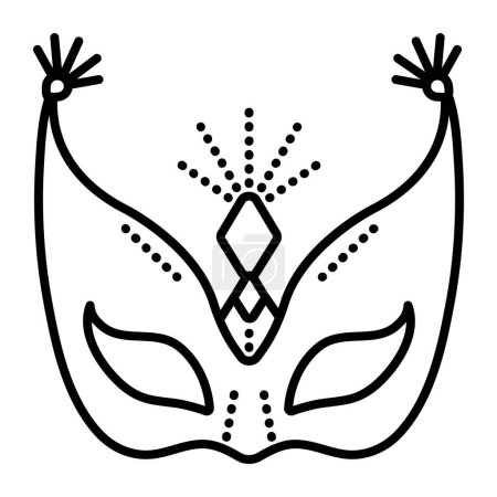 Téléchargez les illustrations : Haute mascarade festive masque pour les yeux signe. Accessoire costume de carnaval ligne noire icône - en licence libre de droit