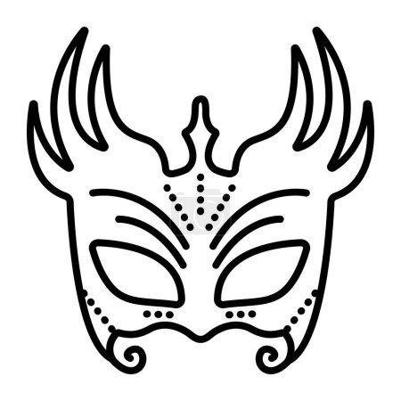 Villano máscaras de máscaras, la parte de disfraz de carnaval malvado, vector icono de línea negra