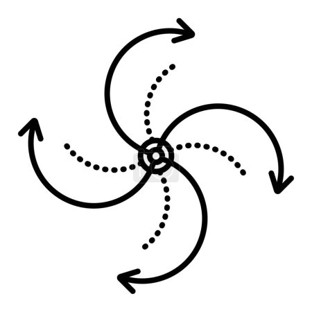 Recycling of products, cyclicality of events, natural phenomena, spiral with arrows. Black line vector icon. Outline monochrome sign, editable stroke, pixel perfect