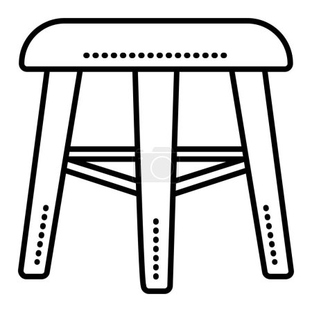 Backless stool, home furniture, single vector black line icon. Outline monochrome sign, editable stroke, pixel perfect