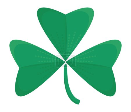 Trébol verde de tres hojas con tallo, trébol de color, el símbolo de Irlanda y el Día de San Patricio, ilustración vectorial