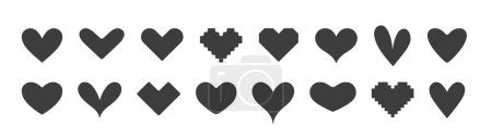 Illustration for Collection Love Heart Icon symbol. Various set different shape collection heart love icon, sign, symbol. Heart love icon element symbol Health care, Wedding, Valentine Day. Vector Illustration - Royalty Free Image