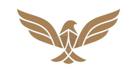 Illustration for Bird Label, Sign, Logo Eagle, Raven, Phoenix brand. Logo gold bird, template company sign, wild fly heraldic icon. Graphic template emblem symbol, silhouette bird logotype. Vector Illustration - Royalty Free Image