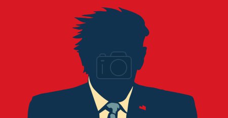 Illustration for US American presidential candidate, portrait. Poster of American presidential candidate for presidential election in USA, vote. Republican candidate, USA political. Vector Illustration - Royalty Free Image