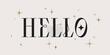 Illustration for Hello. Lettering Hello, Hi, banner, poster, vintage graphic. Greeting card calligraphy lettering hello. Poster, banner, sticker concept with text message hi, hi there. Vector Illustration - Royalty Free Image