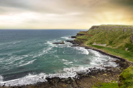 Photo for Landscape of Giant's Causeway trail in Northern Ireland in United Kingdom. UNESCO heritage. - Royalty Free Image