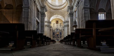 Foto de Convent church of the Agustinas Recoletas. Incredible view of the Catholic church of the Immaculate Conception.  Salamanca, Spain - Imagen libre de derechos