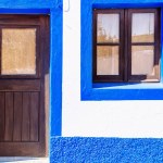 Blue and white house in Mertola, Portugal. Colors of Portugal Series