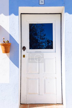 Photo for Blue and white house in Mertola, Portugal. Colors of Portugal Series - Royalty Free Image