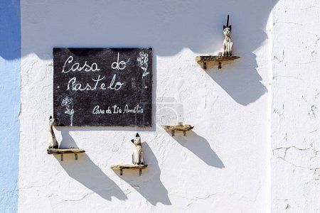 Photo for Detail of decorated wall with cats in Mertola, Portugal. Colors of Portugal Series - Royalty Free Image