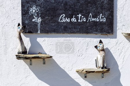 Photo for Detail of decorated wall with cats in Mertola, Portugal. Colors of Portugal Series - Royalty Free Image