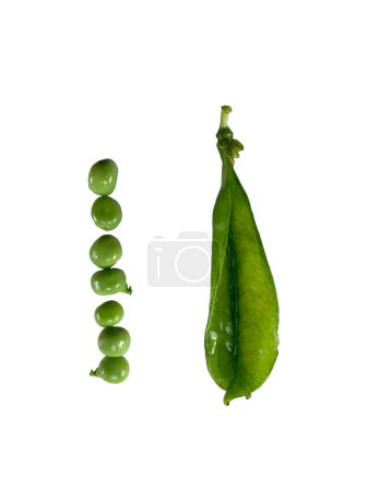 Photo for Fresh green empty peas and vegetable beans isolated on a white background. - Royalty Free Image