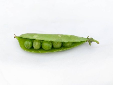 Foto de Guisantes verdes frescos vegetales aislados sobre fondo blanco. 'MATAR' en idioma hindi. vainas de guisantes de primer plano. - Imagen libre de derechos