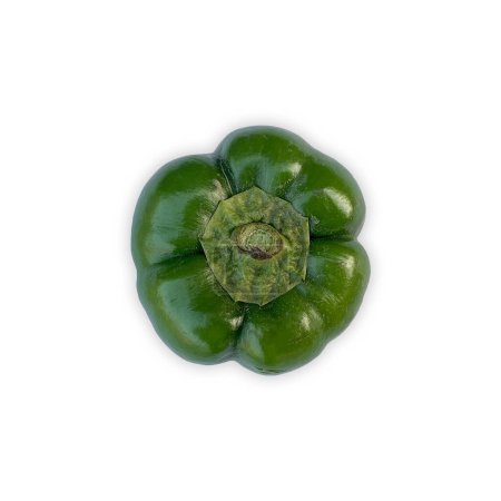 Téléchargez les photos : Vue du dessus du capsicum Coupe de chili vert asiatique isolée sur fond blanc. 'Shimla Mirch Sabzi 'en hindi. - en image libre de droit