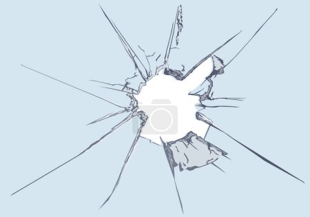 Illustration for Vector illustration showing an impact on a pane to symbolize insurance against acts of vandalism. - Royalty Free Image