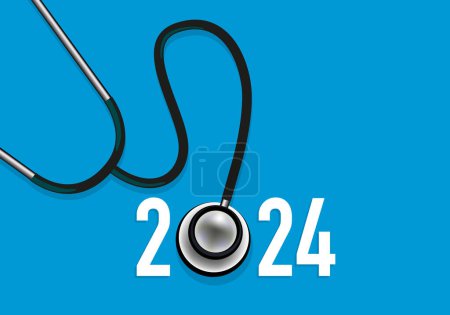 Kardiologie im Jahr 2024 mit einem Stethoskop als Symbol für das Gesundheitssystem und medizinische Teams gegen Herz-Kreislauf-Erkrankungen mobilisiert.