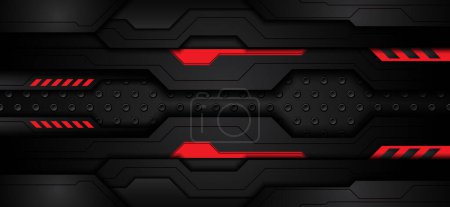 Photo for Abstract metal carbon texture modern and edge lines red black on steel mesh. design futuristic technology background. vector illustration - Royalty Free Image