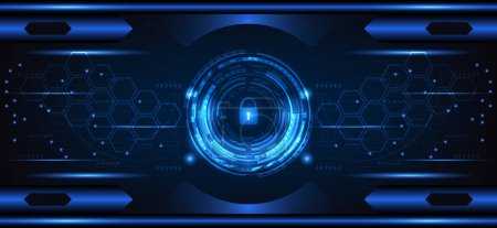 Photo for Abstract technology padlock Hi-tech futuristic cyber security key dark blue background vector illustration - Royalty Free Image