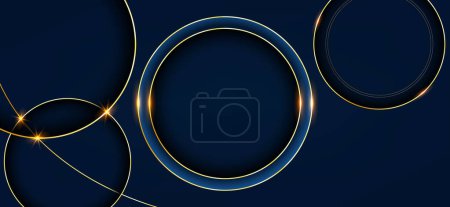Photo for Abstract luxurious circle golden lines on design dark blue background. vector illustration - Royalty Free Image