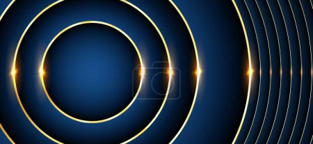 Photo for Abstract luxurious circle golden lines on design dark blue background. vector illustration - Royalty Free Image