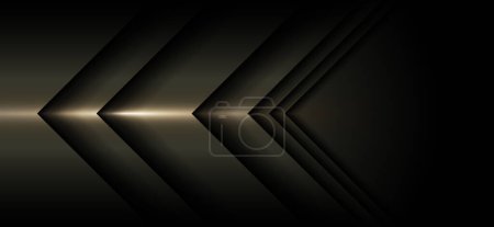 Photo for Metal arrow texture abstract with golden light premium on dark black luxury futuristic modern design background. vector illustration - Royalty Free Image