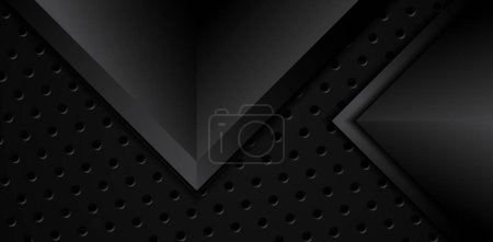 Photo for Black metallic triangle geometric elements overlap on  honeycomb steel mesh template modern design premium vector illustration abstract background - Royalty Free Image