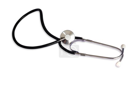 Photo for Stethoscope isolated on white background with clipping path, top view. Medical device - Royalty Free Image