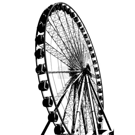 Illustration for Ferris wheel silhouette on white background. Vector illustration. - Royalty Free Image