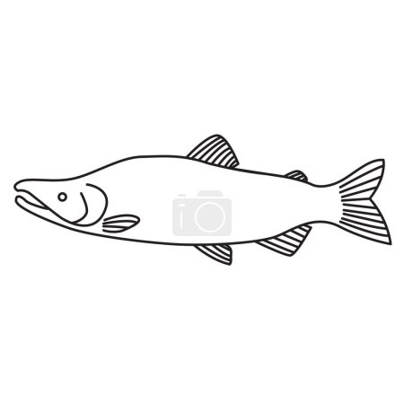 Téléchargez les illustrations : Poisson saumon vecteur icône dans un style simple contour. Cette icône est parfaite pour vos sites Web et applications. - en licence libre de droit