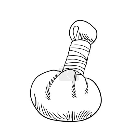 Illustration for Hand drawn illustration of Herbal Compress Ball. Thai massage. Vector illustration - Royalty Free Image