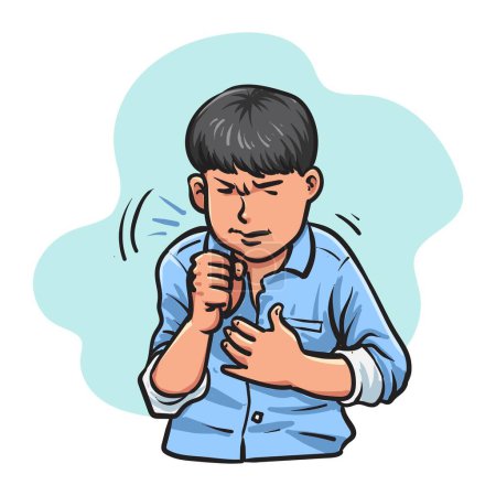 Illustration for Illustration of a Man Holding Tummy and Burping,Man sick with cough - Royalty Free Image