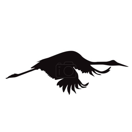  black silhouettes of Sarus crane taking flight. flat vector. Vector illustration. 