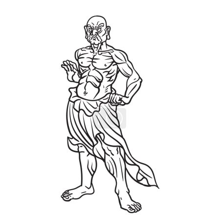 Ilustración de Nio guardianes japoneses, guardianes iracundos y musculosos del Buda, ilustración vectorial. - Imagen libre de derechos