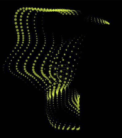 Ilustración de Plantilla de flujo matemático para presentación. Líneas emisoras de luz que resaltan el espacio de regularidad de las partículas. Ordenó la ciencia sinusoidal. Procesando un gran flujo de datos. Desapareciendo mágicos puntos misteriosos. - Imagen libre de derechos