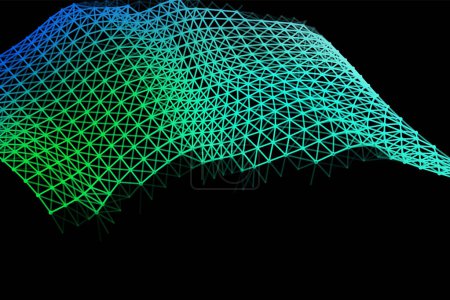 Illustration for Vector background of net cells. Fish football sport syrface. Fluid flow on wind. Flag fabric data processing. Science flag. - Royalty Free Image