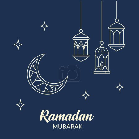 Ilustración de Mezquita islámica de estilo boho. Ramadán mubarak hermosas linternas musulmanas. Conjunto de postales de diseño de concepto. Ilustración vectorial - Imagen libre de derechos